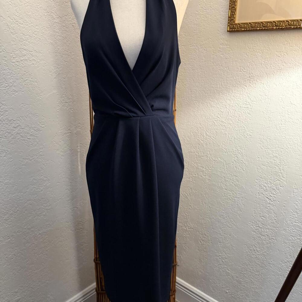 Navy blue Antoni Melani deep V neck  dress #navyblue